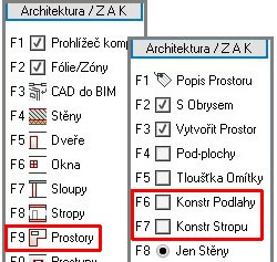 Rozšířené možnosti pro definici prostorů (ZAK)