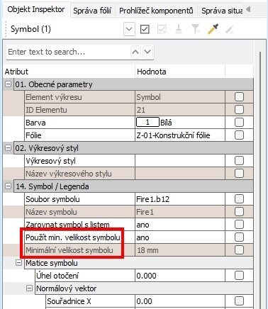 Použít minimální velikost symbolu Použít minimální velikost symbolu